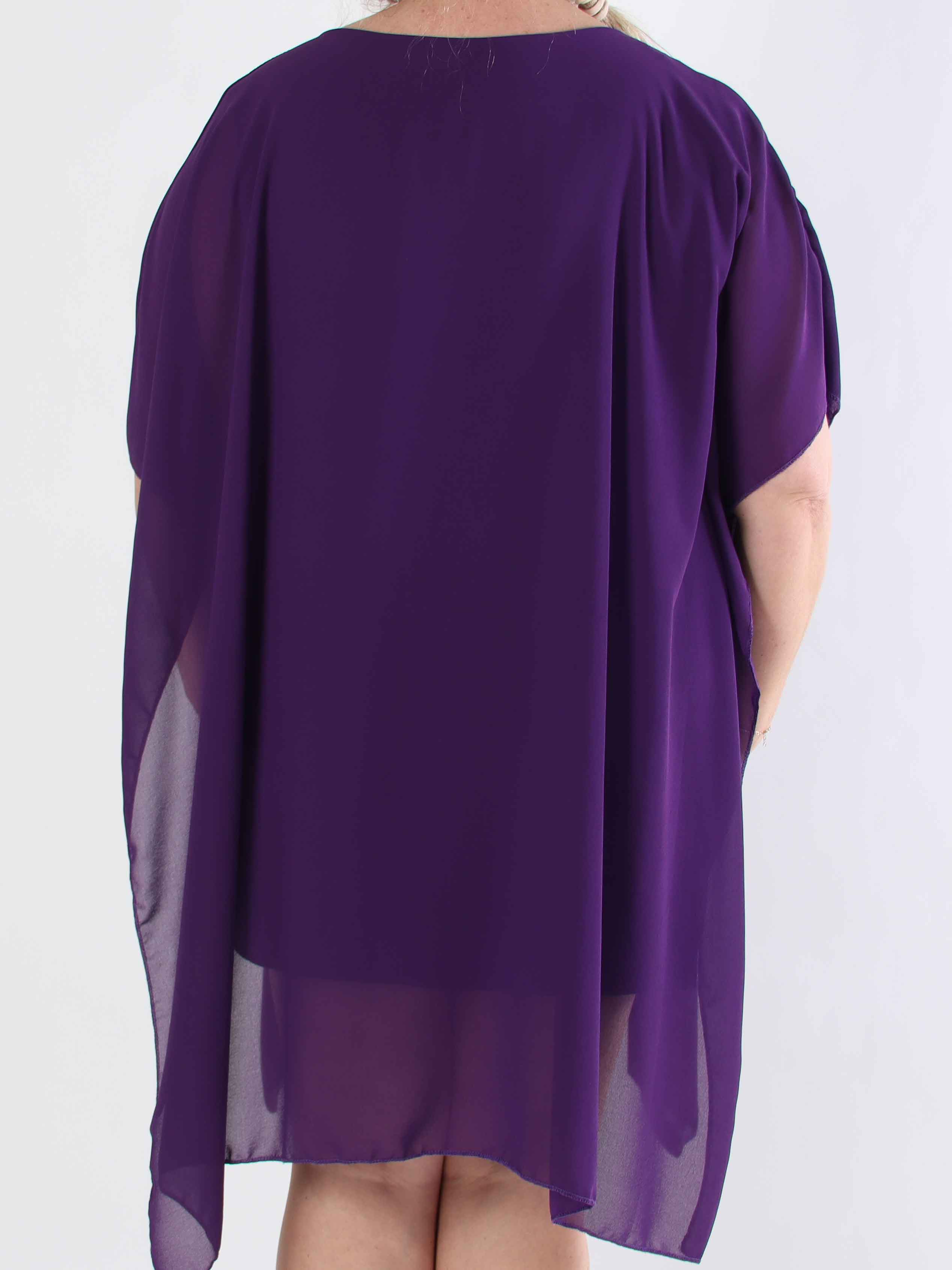 Mirabella Plain - Tunikaklänning i plus size med chiffonglager och underkjol i viskos